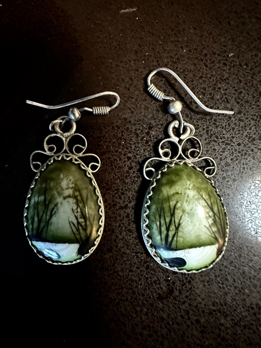 Russian Finift artisanal hand-made enamel earrings